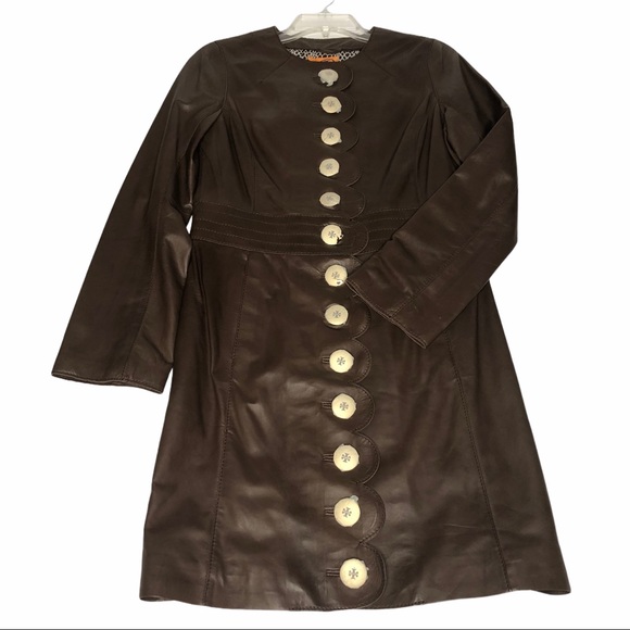 LAST DAY FINAL PRICE Tory Burch Cordelia Leather Jacket/Dress Brown 4 - Picture 5 of 14